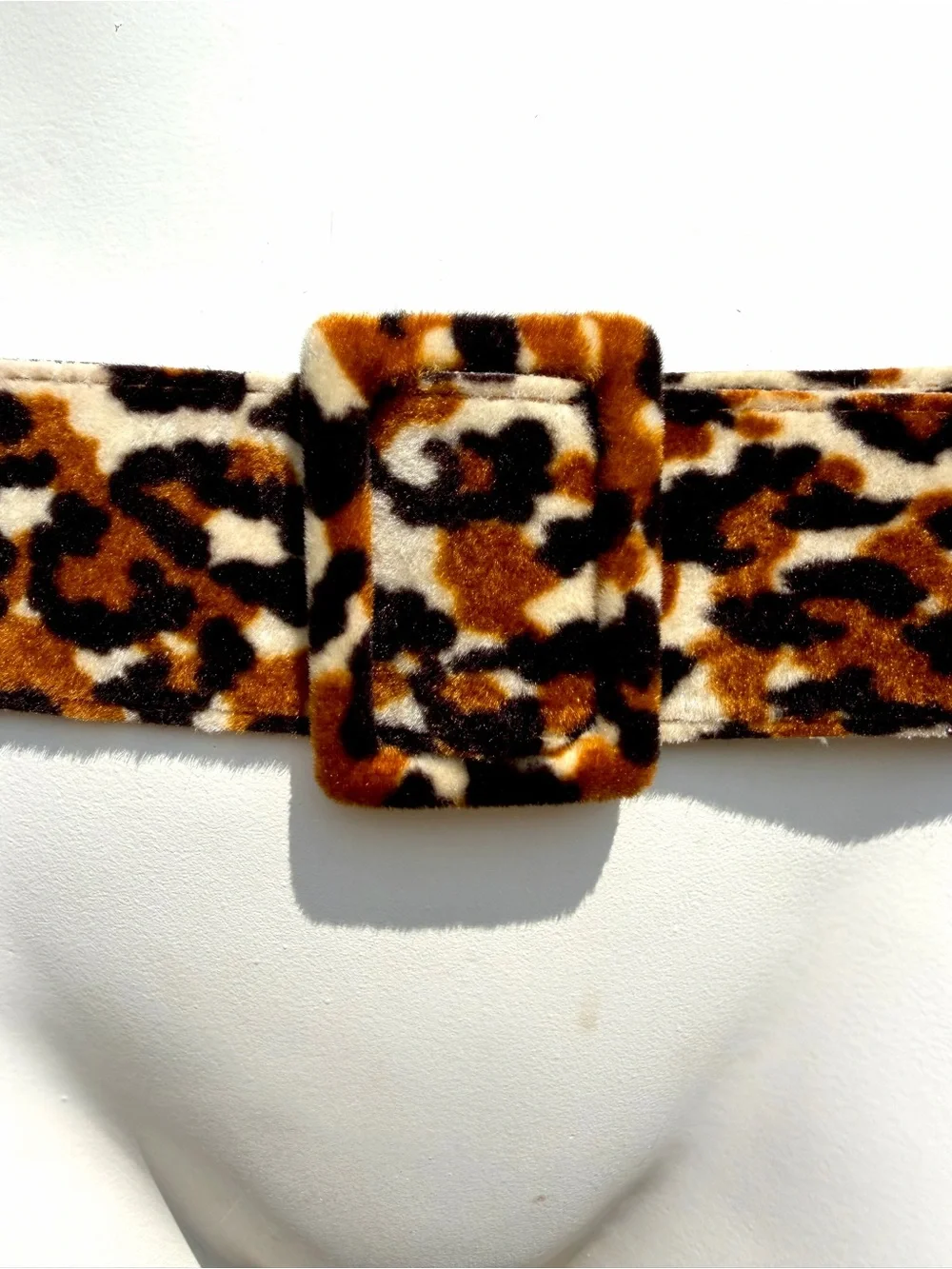 Vintage 1960’s LEOPARD PRINT BELT Velvet 2” wide 60s Animal Print Cheetah Mod
